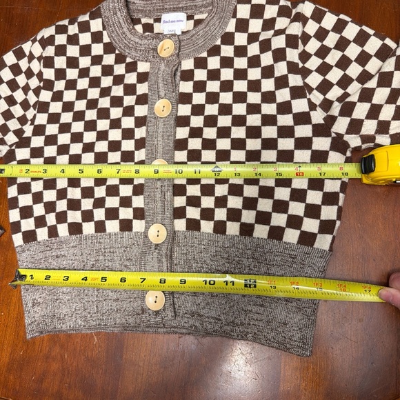 Find Me Now Brown Checkered Cardigan M - Picture 6 of 7